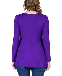 24seven Comfort Apparel Women's Long Sleeve Swing Style Flare Tunic Top
