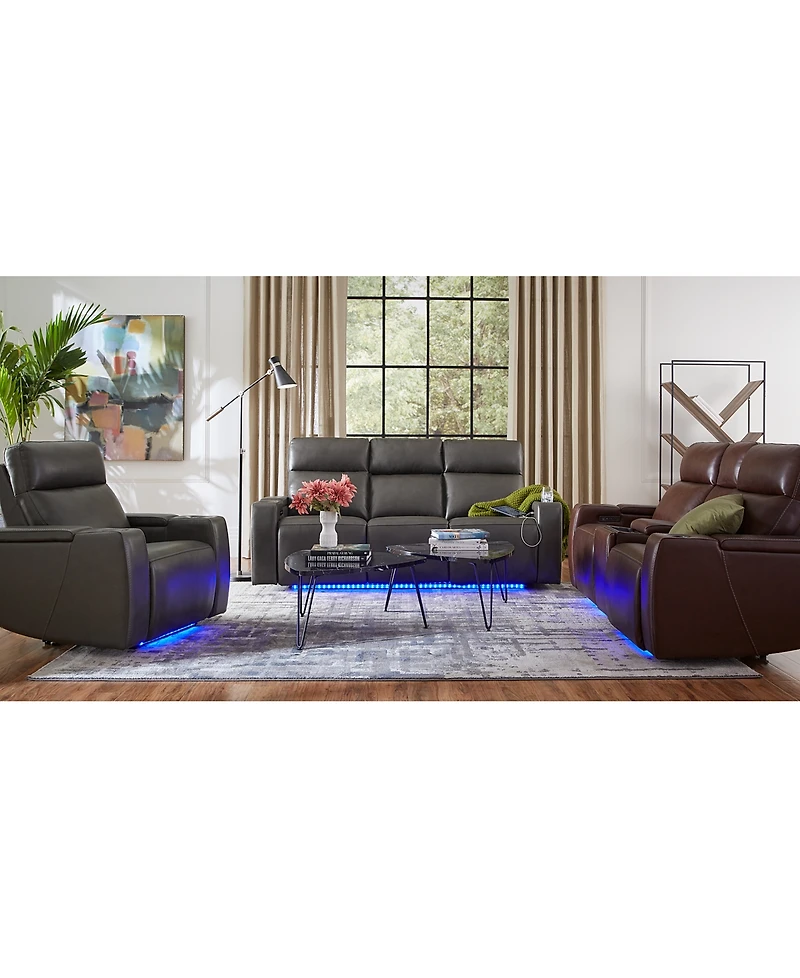 Greymel 37" Zero Gravity Leather Chair with Power Headrest, Created for Macy's