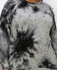 Coin 1804 Plus Cozy Long Sleeve Pullover Top with Gunmetal Studs