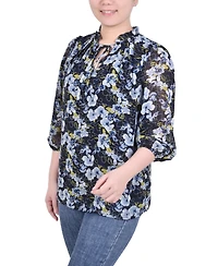 Ny Collection Petite 3/4 Sleeve Chiffon Blouse