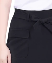 Ny Collection Petite Slim Belted Scuba Crepe Skirt