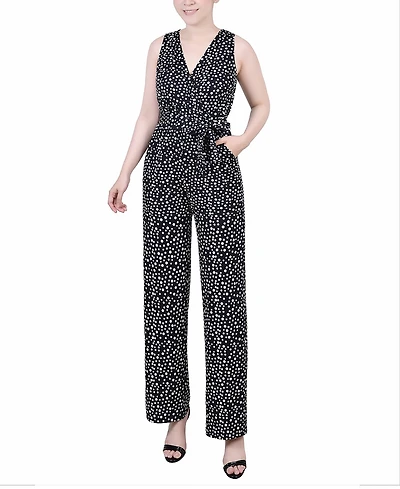 Ny Collection Petite Sleeveless Belted Jumpsuit
