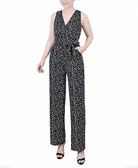 Ny Collection Petite Sleeveless Belted Jumpsuit