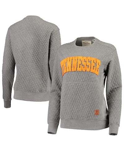 Women's Pressbox Heather Charcoal Tennessee Volunteers Moose Quilted Pullover Sweatshirt