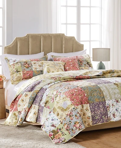 Greenland Home Fashions Blooming Prairie Authentic Patchwork 5 Piece Quilt Set, King