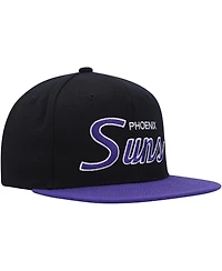 Men's Mitchell & Ness Black Phoenix Suns Hardwood Classics Mvp Team Script 2.0 Snapback Hat