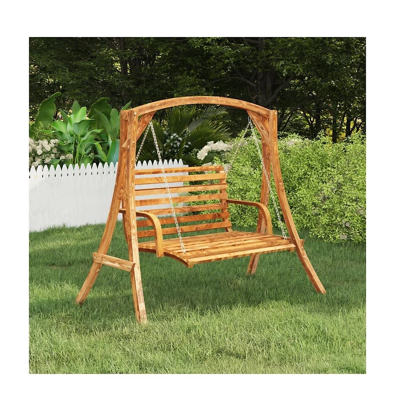 vidaXL Swing Frame Solid Bent Wood with Teak Finish