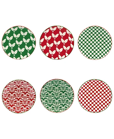 Certified International Winter Medley 6" Canape Plates Set of 6, Service for 6