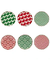 Certified International Winter Medley 6" Canape Plates Set of 6, Service for 6