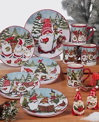 Certified International Christmas Gnomes 11" Dinner Plates Set of 4, Service for 4