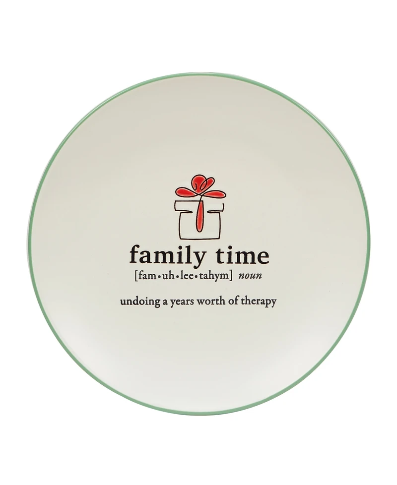Certified International Christmas Fun Green Sayings 8.5" Dessert Plates Set of 6