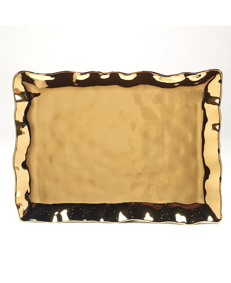 Certified International Gold-Silver Tone Coast Rectangular Platter