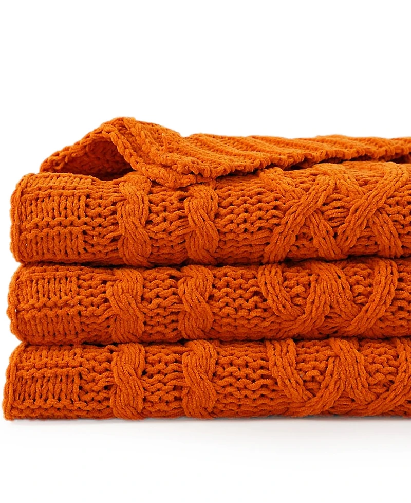 Battilo Lifestyle Cable Knit Chenille Throw, 51" x 67"