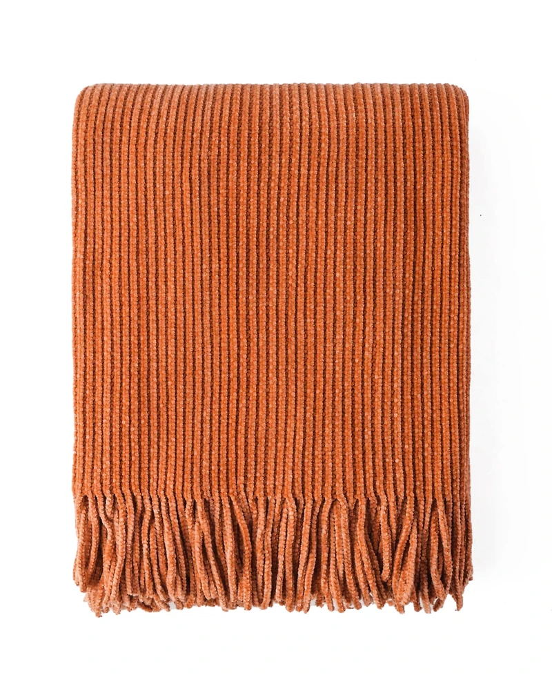 Battilo Classic Textured Ribbed Knit Throw, 50" x 60"