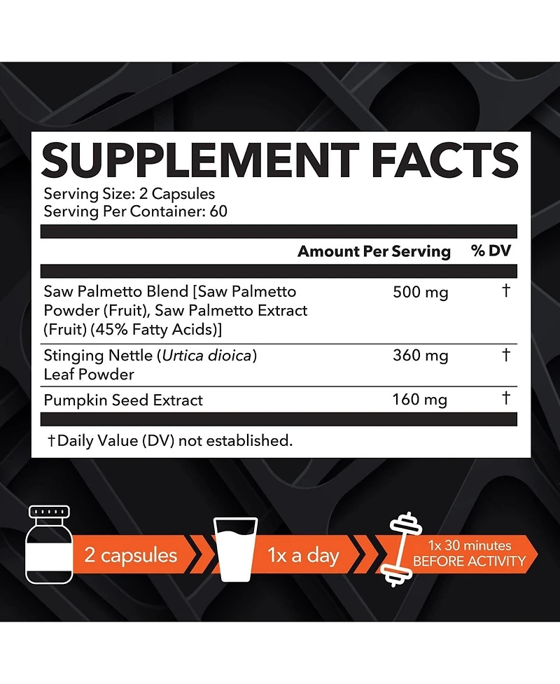 Saw Palmetto + Nettle & Pumpkin Seed Capsules, Havasu Nutrition, 120ct
