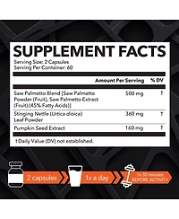 Saw Palmetto + Nettle & Pumpkin Seed Capsules, Havasu Nutrition, 120ct