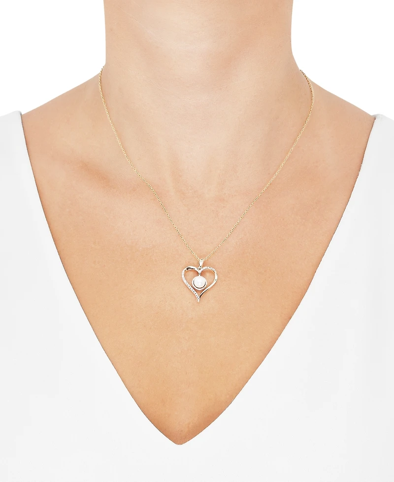 Birthstone Gemstone & Diamond Accent Heart 18" Pendant Necklace 14k Gold-Plated Sterling Silver