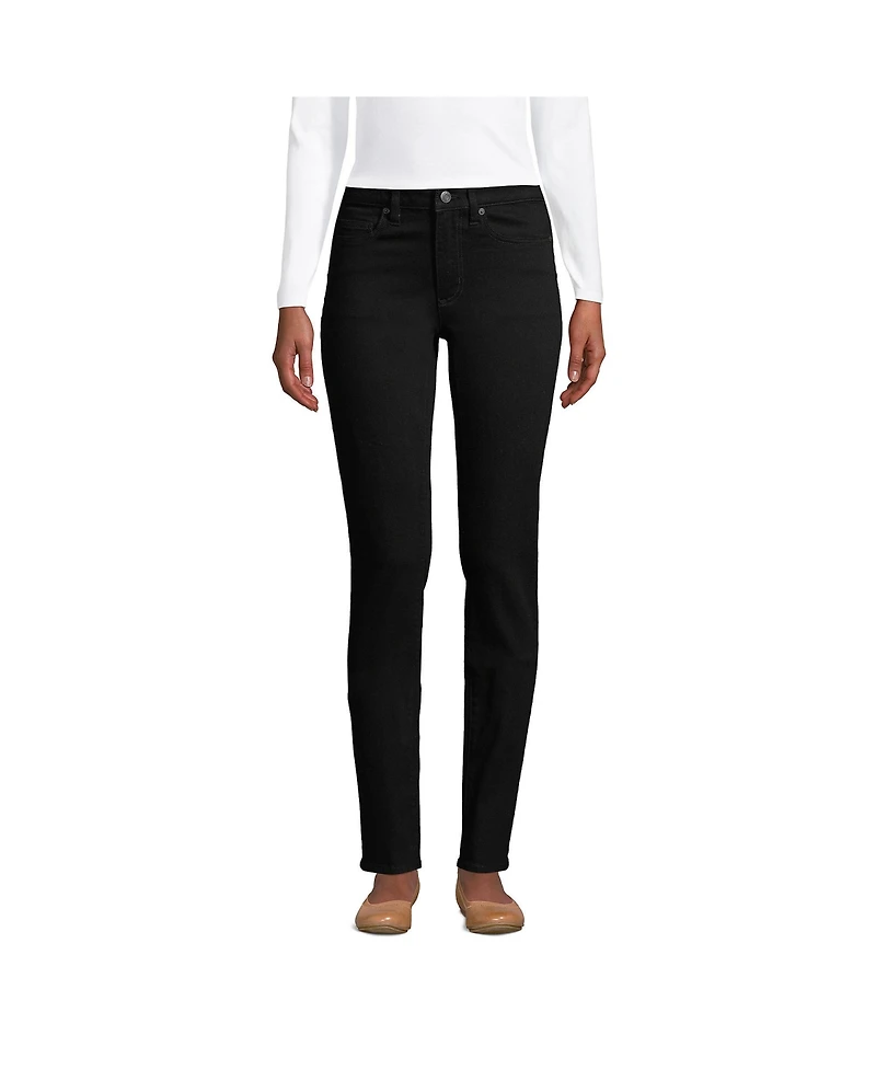 Lands' End Petite Mid Rise Straight Leg Jeans