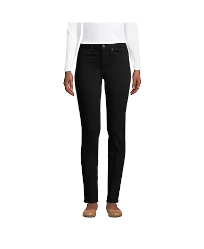 Lands' End Petite Mid Rise Straight Leg Jeans