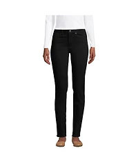 Lands' End Petite Mid Rise Straight Leg Jeans