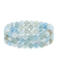 Bling Jewelry Stackable Set Of 3 Natural Stone Round Bead 8MM Multi Strand Stretch Bracelet