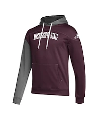 Men's adidas Maroon Mississippi State Bulldogs Block Stadium Pullover Hoodie