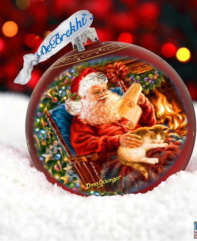 Designocracy House Warming Santa Large Holiday Glass Collectible Ornaments D. Gelsinger
