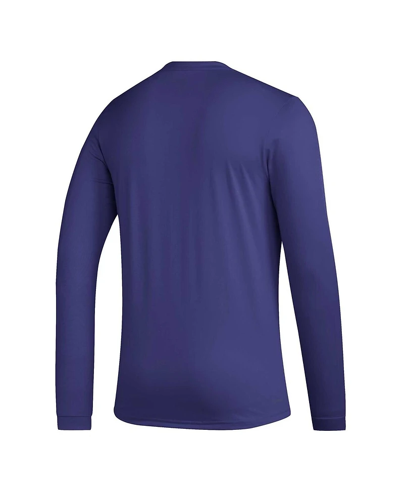 Men's adidas Purple Washington Huskies Mighty Mascot Pregame Long Sleeve T-shirt