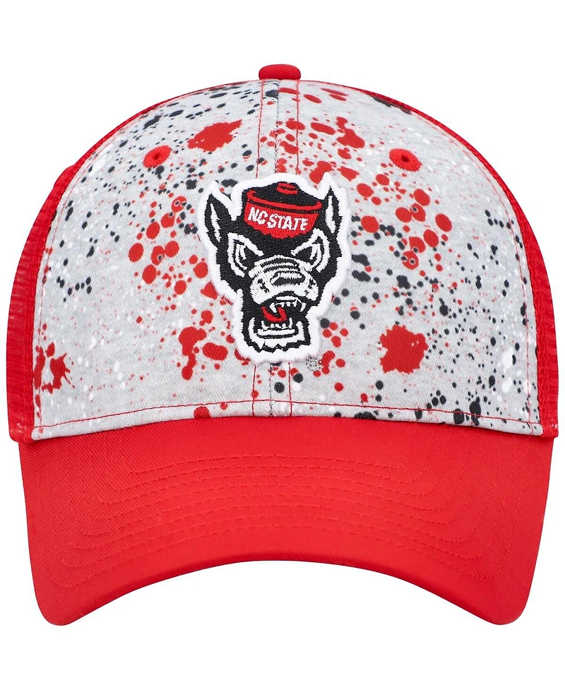 Men's Colosseum Gray, Red Nc State Wolfpack Love Fern Trucker Snapback Hat