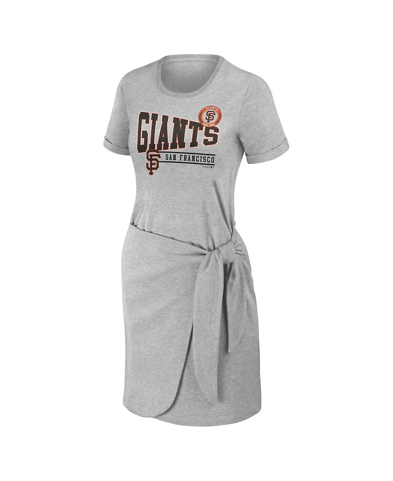 Women's Wear by Erin Andrews Heather Gray San Francisco Giants Knotted T-shirt Dress