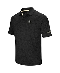Men's Colosseum Black Vanderbilt Commodores Down Swing Raglan Polo Shirt