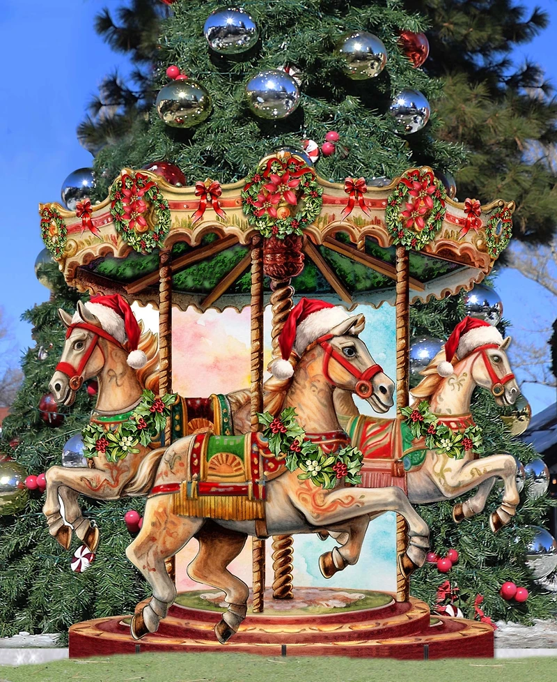 Designocracy Christmas Carousel 32" Christmas Outdoor Yard Decor G. DeBrekht