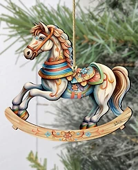 Designocracy Rocking Horse Christmas Wooden Ornaments Holiday Decor G. DeBrekht