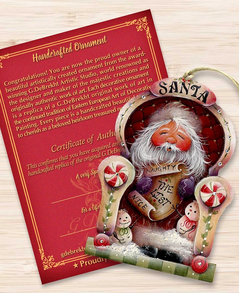 Designocracy Santa Checking his List Christmas Wooden Ornaments Holiday Decor J. Mills-Price