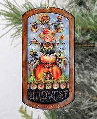 Designocracy Holiday Wooden Ornaments Harvest Pumpkin Scarecrow Home Decor J. Mills-Price