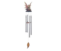 24" Long Peach Fairy with Baby Dragon Round Top Wind Chime
