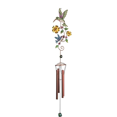 Fc Design 34" Long Hummingbird with Flower Suncatcher Wind Chime Home Decor Perfect Gift for House Warming, Holidays and Birthdays