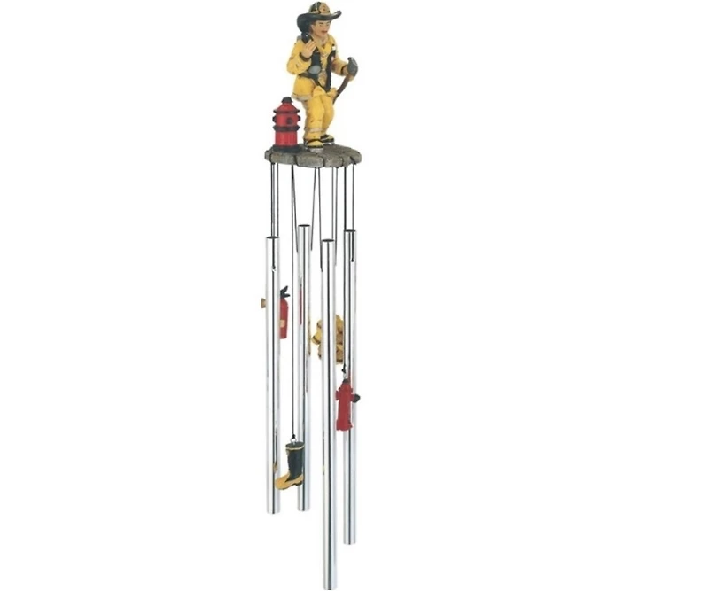 23" Long Us Fireman on Call Round Top Wind Chime