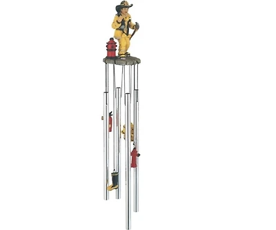 23" Long Us Fireman on Call Round Top Wind Chime