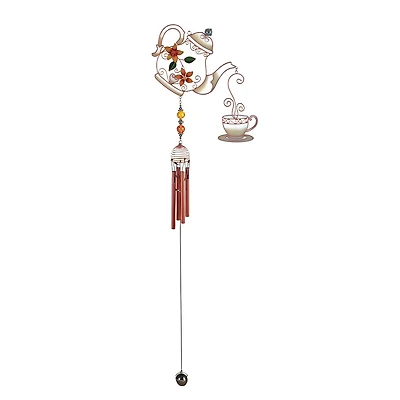 Fc Design 32" Long Teapot Set Wind Chime with Copper Gem Home Decor Perfect Gift for House Warming, Holidays and Birthdays