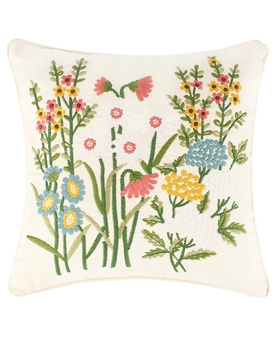 Levtex Viviana Flower Embroidered Decorative Pillow, 18" x 18"