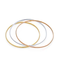 Bling Jewelry Set of 3 Tri-Color Stacking Bangle Bracelets Rose Gold Plated Sterling Silver