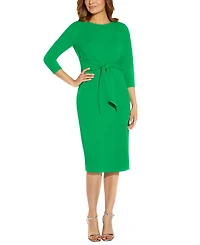 Adrianna Papell Women's Tie-Front 3/4-Sleeve Crepe Knit Dress