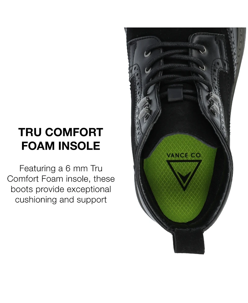 Vance Co. Men's Virgil Tru Comfort Foam Wingtip Lace-Up Ankle Boots