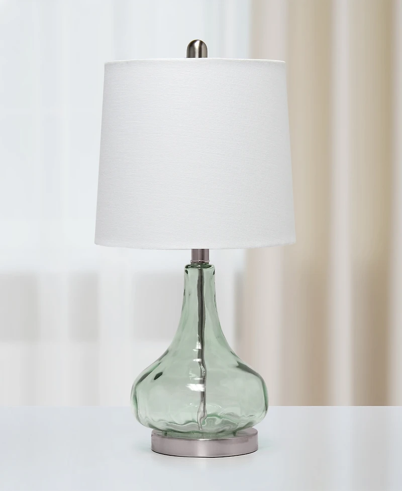 All The Rages Rippled Glass Table Lamp with White Fabric Shade