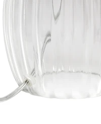 All The Rages 17.63" Contemporary Fluted Glass Bedside Table Lamp with Gray Fabric Shade