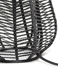 All The Rages 21" Vintage-like Rattan Wicker Style Paper Rope Bedside Table Lamp with Light Beige Fabric Shade
