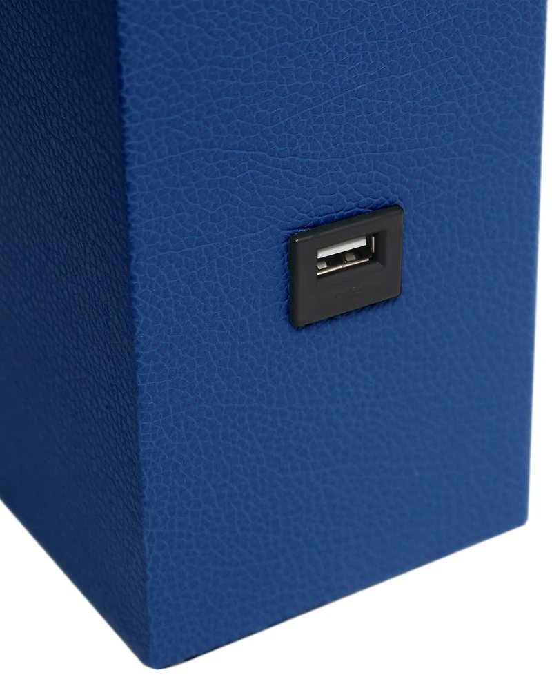 Lalia Home Lexington 21" Leather Base Modern Decor Bedside Table Lamp with Usb Charging Port