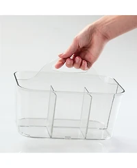 mDesign Small Plastic Divided Cosmetic Storage Organizer Caddy Tote Bin - Clear, Usa Made
