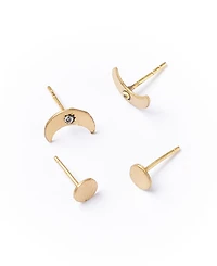 Matr Boomie Ruchi Crescent Moon Tiny Dot Gold Stud Earrings Set of 2